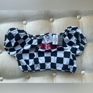 BRAND NEW O MIGHTY CHECKERED CROP TOP SZ M